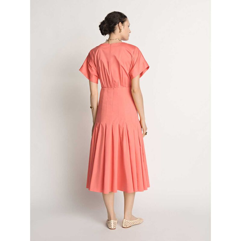 Veronika Maine Stretch Cotton Pleat Midi Dress image number 5